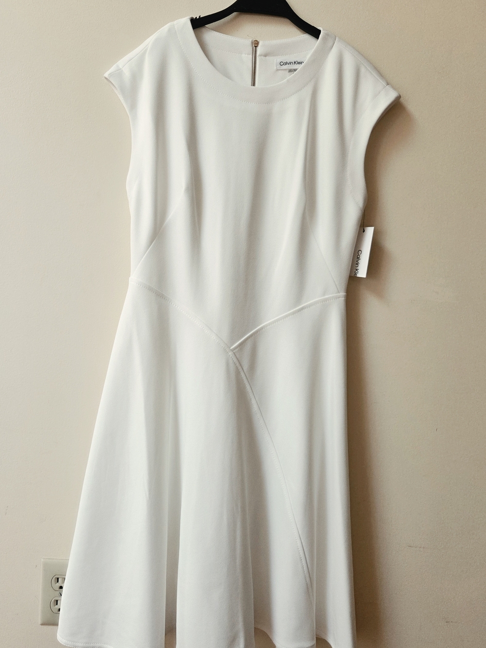 Calvin Klein White Cap-Sleeve Midi Dress